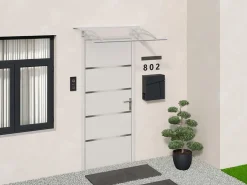 Vente-unique Auvent de porte en aluminium 120 x 90 cm courbé - gris - NEONA- Auvent Et Marquise