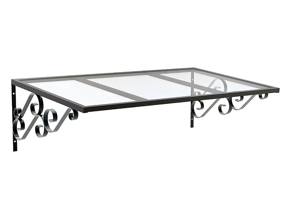 Vente-unique Auvent Et Marquise<Auvent de porte en aluminium L120 x l80 cm incliné AMBAN
