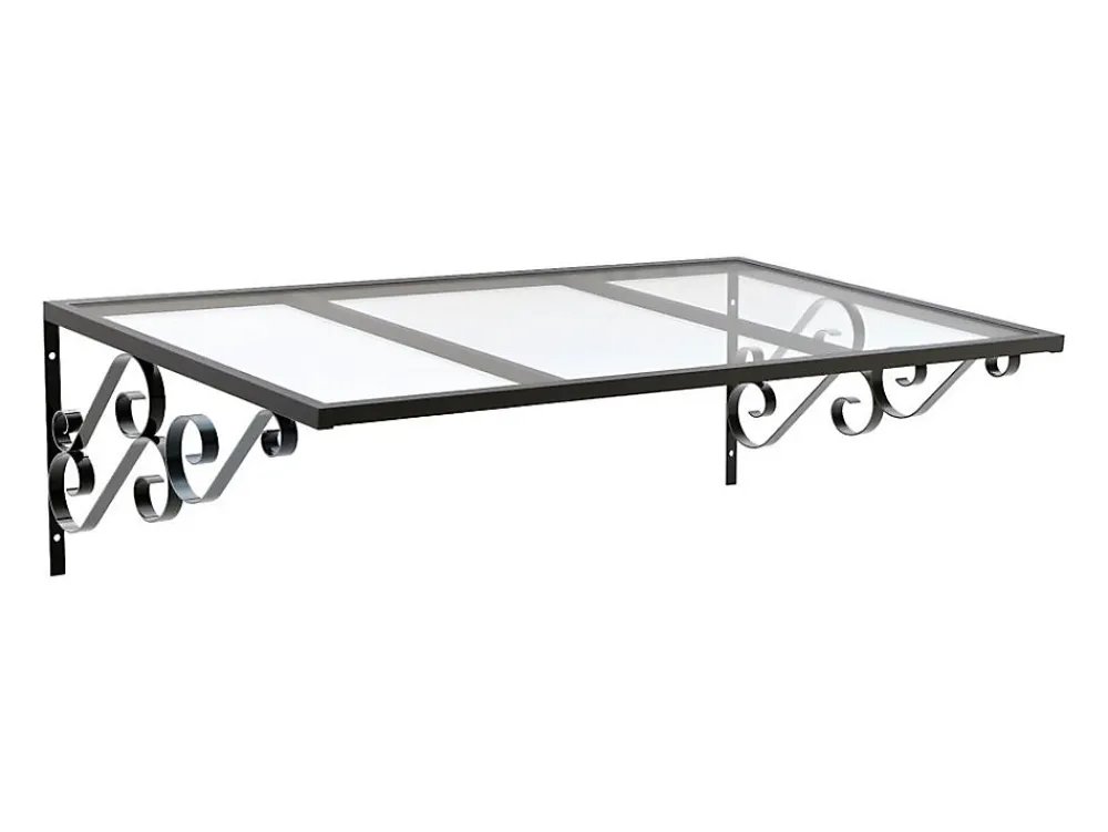 Vente-unique Auvent Et Marquise<Auvent de porte en aluminium L120 x l80 cm incliné AMBAN