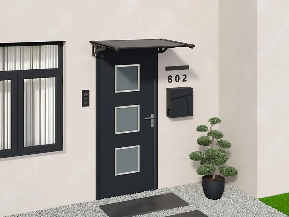 Vente-unique Auvent Et Marquise<Auvent de porte en aluminium 150 x 90 cm incliné noir KEPLER