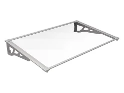 Vente-unique Auvent de porte en aluminium 120 x 90 cm incliné argenté KEPLER- Auvent Et Marquise