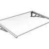 Vente-unique Auvent de porte en aluminium 150 x 90 cm incliné argenté KEPLER- Auvent Et Marquise