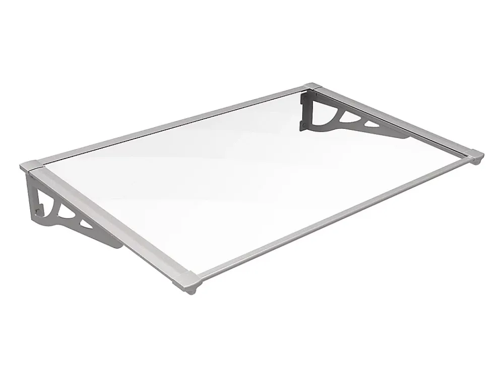 Vente-unique Auvent de porte en aluminium 150 x 90 cm incliné argenté KEPLER- Auvent Et Marquise