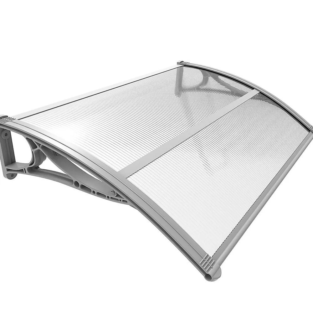 Vounot Auvent Et Marquise<Auvent de porte marquise 120x80 cm transparent en Polycarbonate anti UV Gris