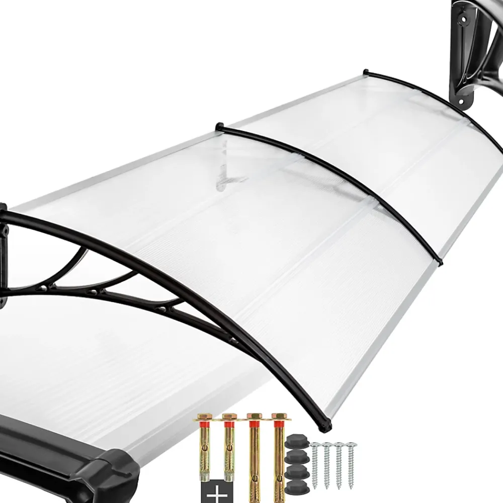Tectake Auvent Et Marquise<Auvent de porte Marquise Résistant aux intempéries blanc transparent