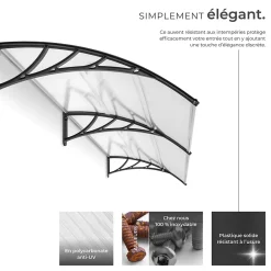 Tectake Auvent Et Marquise<Auvent de porte Marquise Résistant aux intempéries blanc transparent