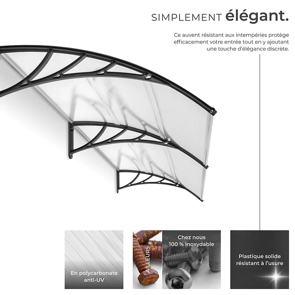 Tectake Auvent Et Marquise<Auvent de porte Marquise Résistant aux intempéries blanc transparent