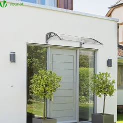 Vounot Auvent de porte marquise 100x80 cm transparent en Polycarbonate anti UV Gris- Auvent Et Marquise