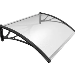 Vounot Auvent Et Marquise<Auvent de porte marquise 120x80 cm transparent en Polycarbonate anti UV Noir