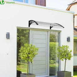 Vounot Auvent Et Marquise<Auvent de porte marquise 120x80 cm transparent en Polycarbonate anti UV Noir