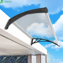 Vounot Auvent Et Marquise<Auvent de porte marquise 120x80 cm transparent en Polycarbonate anti UV Noir