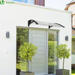 Vounot Auvent Et Marquise<Auvent de porte marquise 100x80 cm transparent en Polycarbonate anti UV Noir