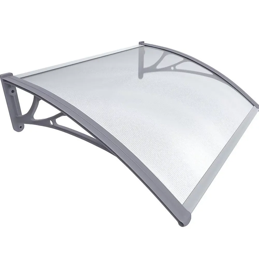 Vounot Auvent Et Marquise<Auvent de porte marquise 100x80 cm transparent en Polycarbonate anti UV Gris