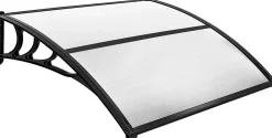 Giantex Auvent de Porte UPF 50+ avec Panneau Revêtu à Double Couche et Support en ABS Charge 20KG Gris- Auvent Et Marquise