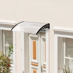 Outsunny Auvent Et Marquise<Auvent marquise de porte design voûté arrondi dim. 122L x 89l x 24H cm polycarbonate PP noir