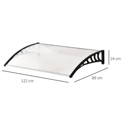Outsunny Auvent Et Marquise<Auvent marquise de porte design voûté arrondi dim. 122L x 89l x 24H cm polycarbonate PP noir