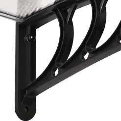 Outsunny Auvent Et Marquise<Auvent marquise de porte design voûté arrondi dim. 122L x 89l x 24H cm polycarbonate PP noir