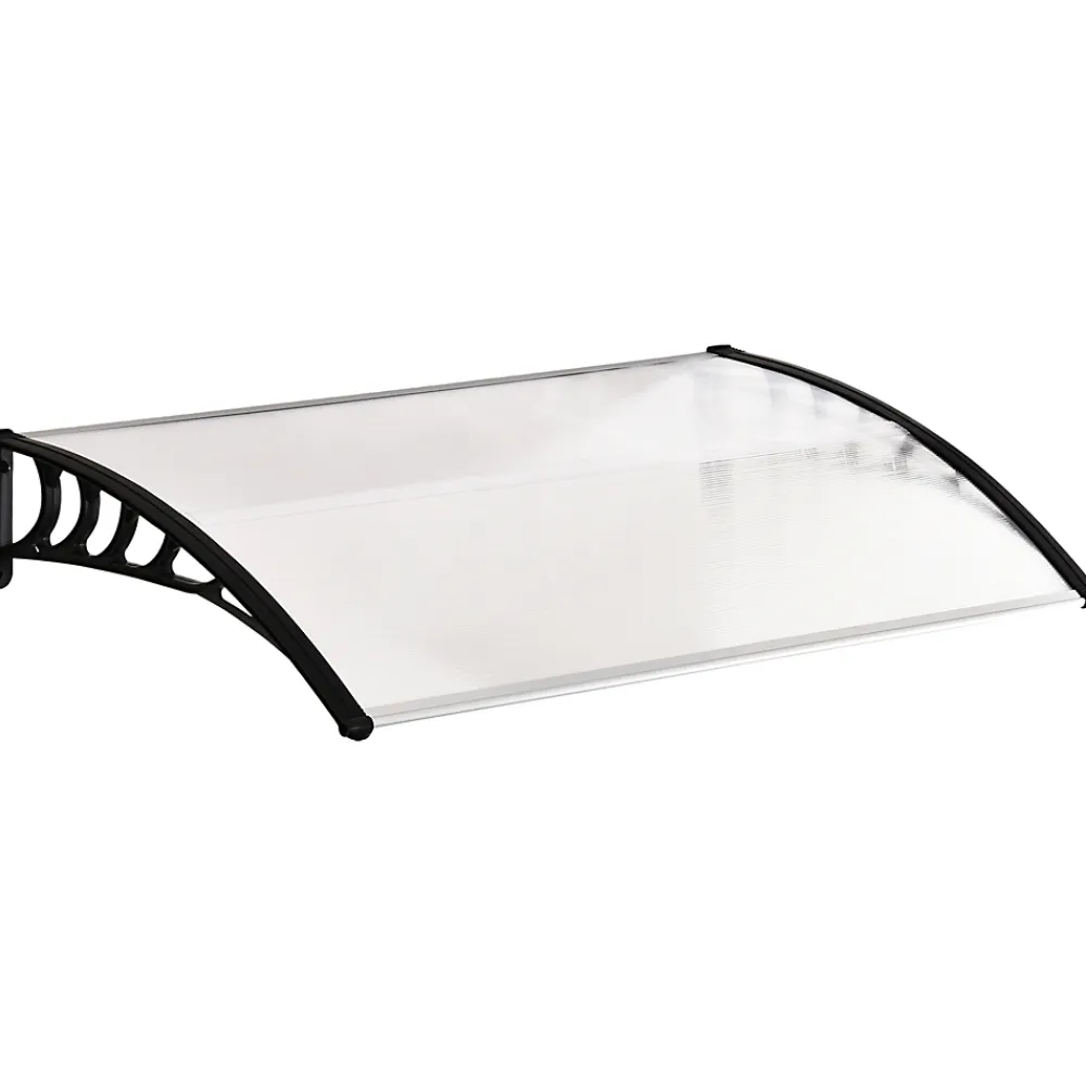 Outsunny Auvent Et Marquise<Auvent marquise de porte design voûté arrondi dim. 150L x 90l x 25H cm polycarbonate PP noir