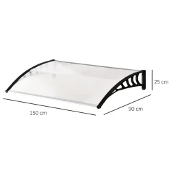 Outsunny Auvent Et Marquise<Auvent marquise de porte design voûté arrondi dim. 150L x 90l x 25H cm polycarbonate PP noir