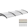 Outsunny Auvent Et Marquise<Auvent marquise de porte design voûté arrondi dim. 303L x 96l x 27H cm alu polycarbonate plastique noir