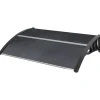 Outsunny Auvent marquise de porte design voûté arrondi dim. 100L x 75l x 23H cm alu polycarbonate fumé plastique noir- Auvent Et Marquise