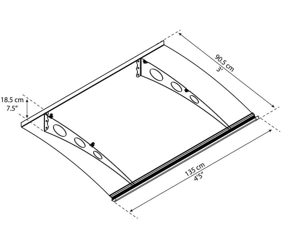 Canopia by Palram Auvent Et Marquise<Auvent polycarbonate Garamond 135 x 90,5 cm