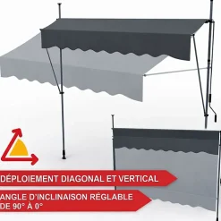 Bb Loisir Auvent pour balcon et terasse 200x120cm rétractable avec manivelle réglable en hauteur- Auvent Et Marquise