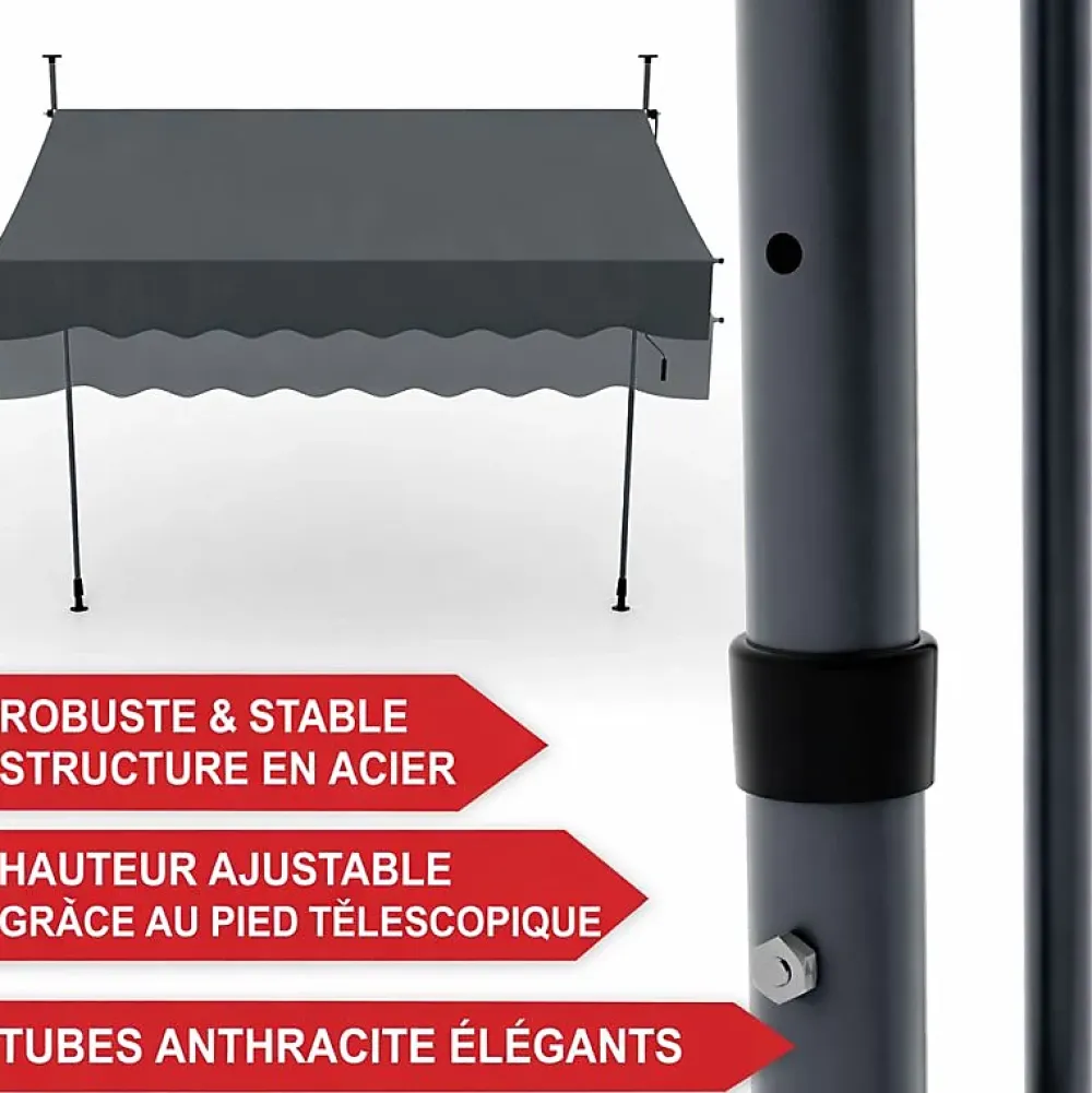 Bb Loisir Auvent pour balcon et terasse 200x120cm rétractable avec manivelle réglable en hauteur- Auvent Et Marquise