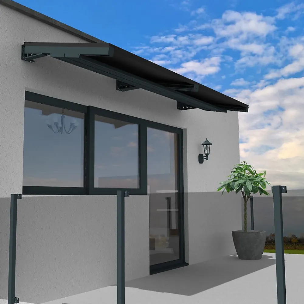 Intersun Auvent Et Marquise<Auvent solaire photovoltaïque TOPAZE indépendant 5 panneaux (Gris anthracite RAL 7016)