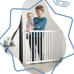 Badabulle Barrière De Sécurité<Barriere de Sécurité Deco Pop - Barriere Extensible pour Ouverture de 63 a 106cm - Fixation Vis, Blanc