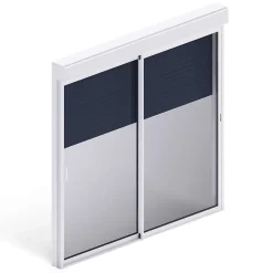 Baie coulissante en aluminium bicolore avec volet roulant électrique intégré motorisation SOMFY l.240 x H.200 cm Uw=2- Baie Vitrée Coulissante