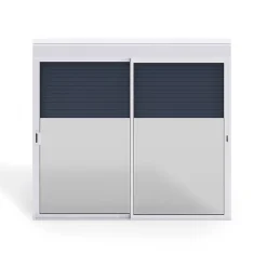 Baie coulissante en aluminium bicolore avec volet roulant électrique intégré motorisation SOMFY l.240 x H.200 cm Uw=2- Baie Vitrée Coulissante