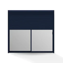 Baie coulissante en aluminium bicolore avec volet roulant électrique intégré motorisation SOMFY l.240 x H.200 cm Uw=2- Baie Vitrée Coulissante