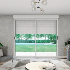 Baie Vitrée Coulissante<Baie coulissante en aluminium blanc avec volet roulant filaire l.240 x H.215 cm Uw=2