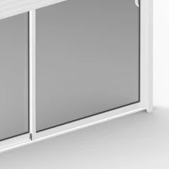 Baie Vitrée Coulissante<Baie coulissante en aluminium blanc avec volet roulant électrique intégré motorisation Somfy l.240 x H.200 cm Uw=2