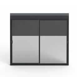 Baie Vitrée Coulissante<Baie coulissante en aluminium gris avec volet roulant filaire l.240 x H.215 cm Uw=2