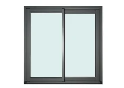 GoodHome Baie vitrée coulissante alu gris - l.240 x h.215 cm - Uw 1,7- Baie Vitrée Coulissante