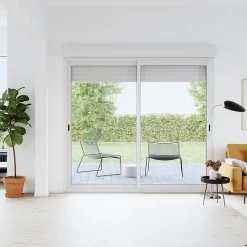 GoodHome Baie Vitrée Coulissante<Baie vitrée coulissante alu + volet roulant motorisé blanc - l.240 x h.215 cm - Uw 1,7