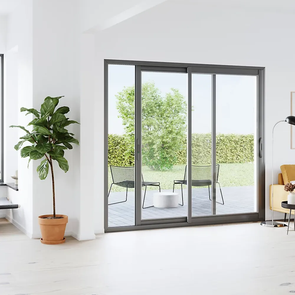 GoodHome Baie Vitrée Coulissante<Baie vitrée coulissante alu gris - l.240 x h.200 cm - Uw 1,7