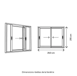 GoodHome Baie Vitrée Coulissante<Baie vitrée coulissante alu blanc - l.240 x h.215 cm - Uw 1,7