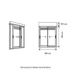 GoodHome Baie vitrée coulissante alu + volet roulant motorisé blanc - l.180 x h.215 cm - Uw 1,7- Baie Vitrée Coulissante