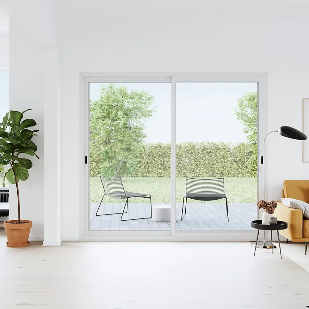 GoodHome Baie Vitrée Coulissante<Baie vitrée coulissante alu blanc - l.240 x h.200 cm - Uw 1,7