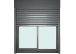 GoodHome Baie Vitrée Coulissante<Baie vitrée coulissante alu + volet roulant électrique gris - l.240 x h.200 cm - Uw 1,7