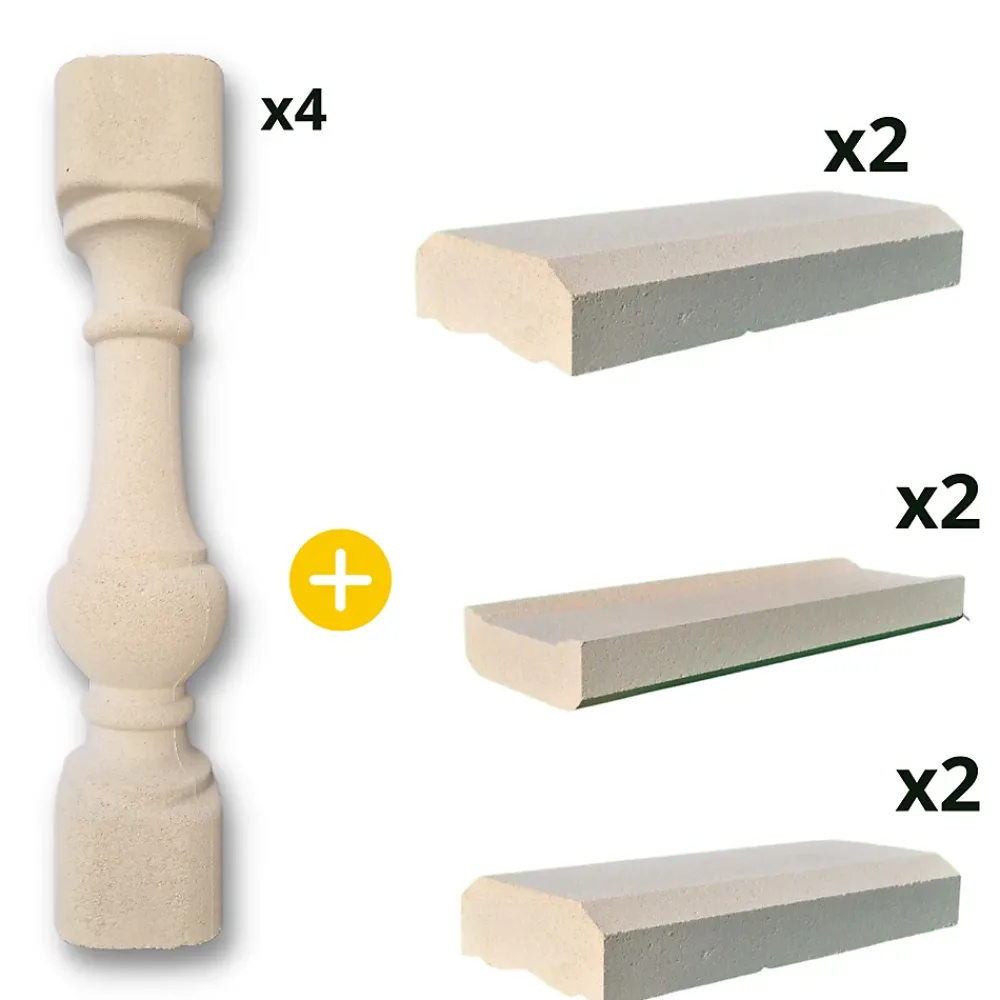 Prensimac Garde-Corps, Balustrade<BALUSTRES BETON B72 - 1 mètre linéaire complet - Dimensions : L 100 x l 22 x Ht. 94cm