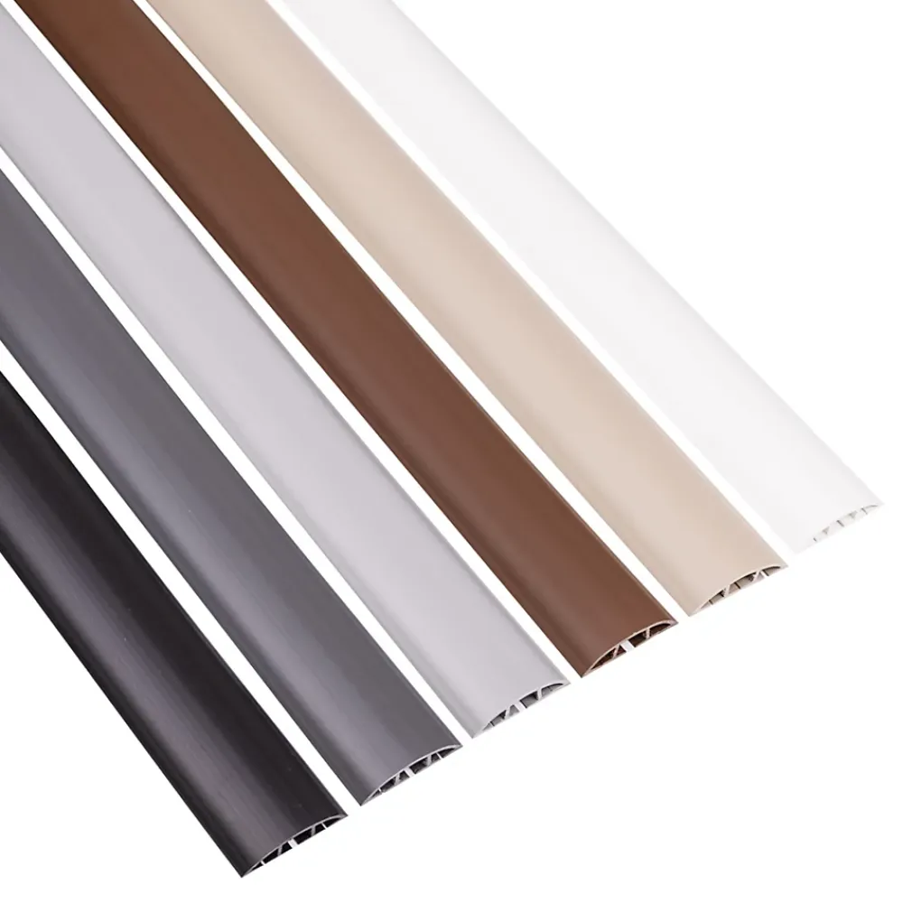 Quest Bande de câble en PVC 10x80mm, 2m, cache-câble, semi-circulaire, gris foncé- Plinthe Pour Sol En Vinyle Et Pvc