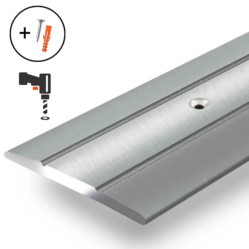 Floordirekt Barre de seuil Firm K132 Forme C 36 mm Longueur 100 cm Pré-percé Argent -- Barre De Seuil|Barre De Seuil