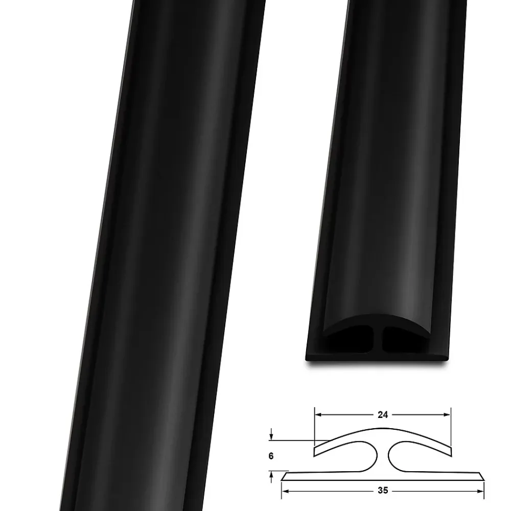 Floordirekt Barre de seuil étanche Double bordure PVC 24 x 35 mm Noir Longueur 1 m -- Barre De Seuil|Barre De Seuil