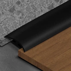 Floordirekt Barre de seuil étanche Double bordure PVC 24 x 35 mm Noir Longueur 1 m -- Barre De Seuil|Barre De Seuil