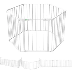 Vounot Barriere de securite cheminee pliable 3.75M 6 panneaux blanc- Barrière De Sécurité