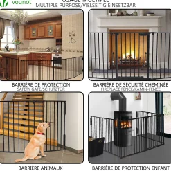 Vounot Barriere de securite Grande Version 3.6M 6 Panneaux noire- Barrière De Sécurité